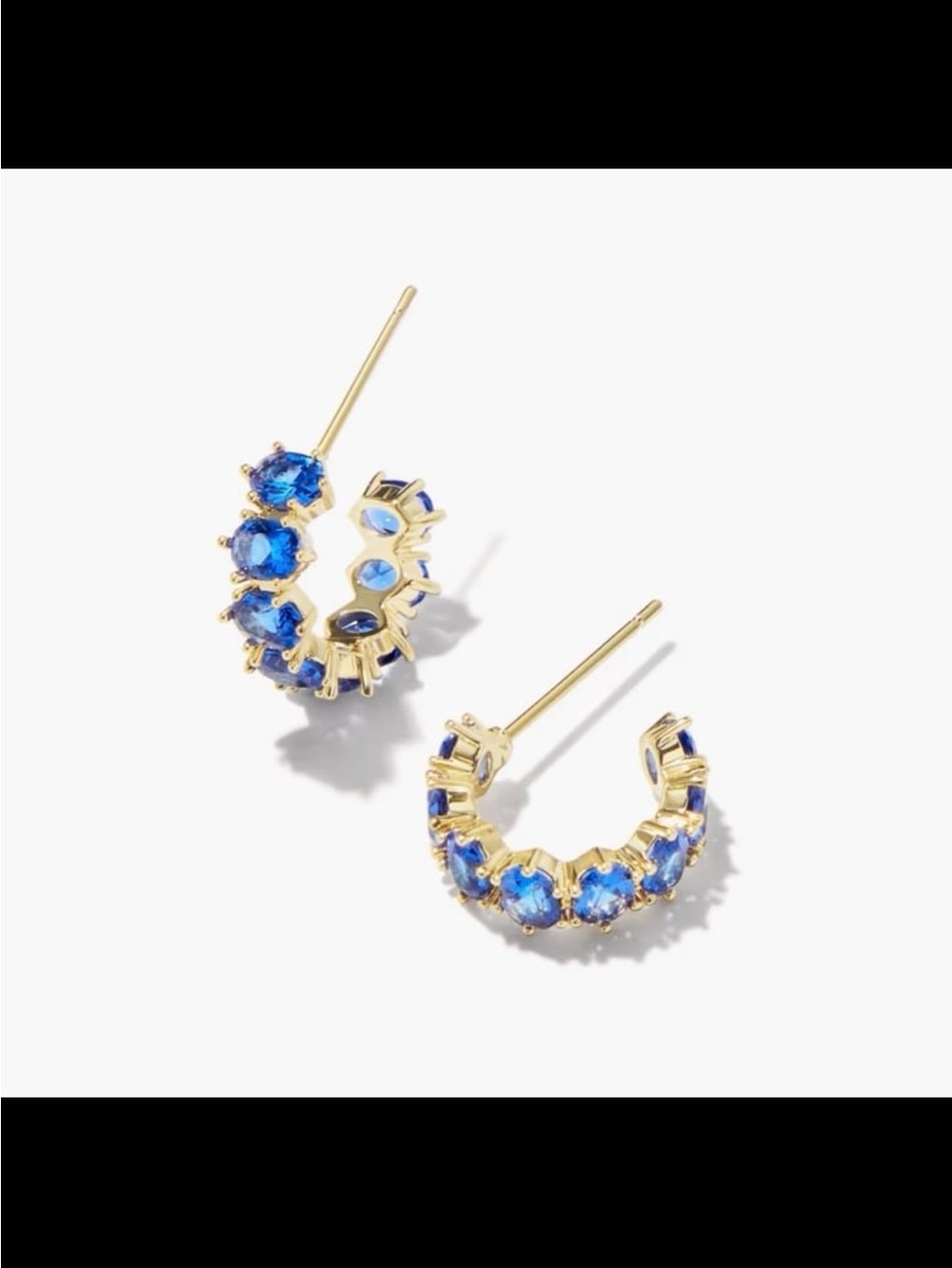 Cailin Gold Huggie Earrings in Blue Crystal authentic new Kendrascott verified